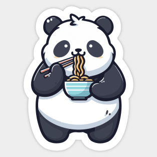 Panda eating Ramen Sticker